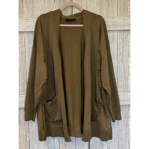Lane Bryant Olive Green Cardigan Sweater Size 26/28 Open Cardigan